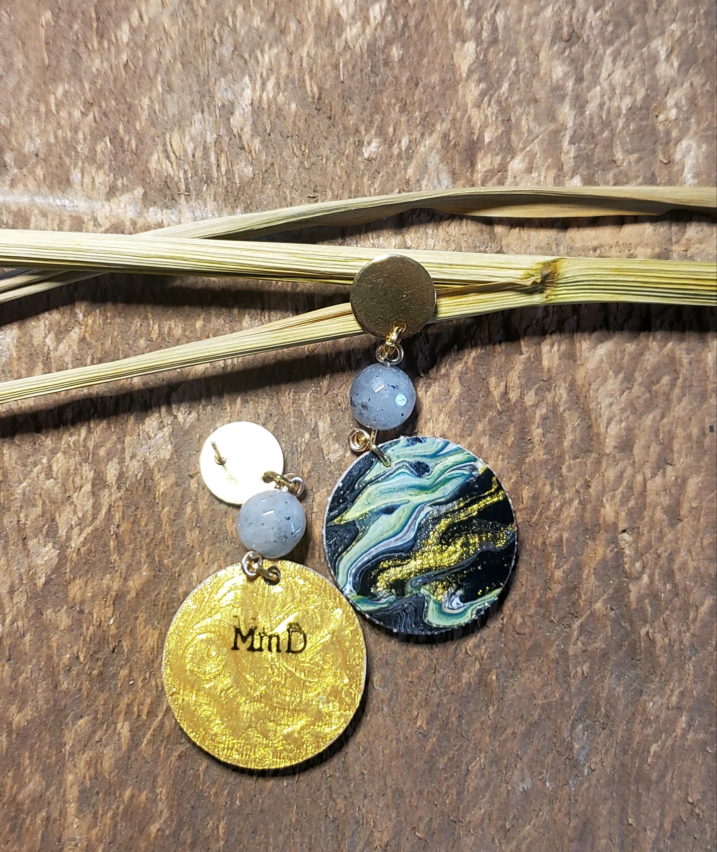 Green and Gold Galaxy Swirl with Bead