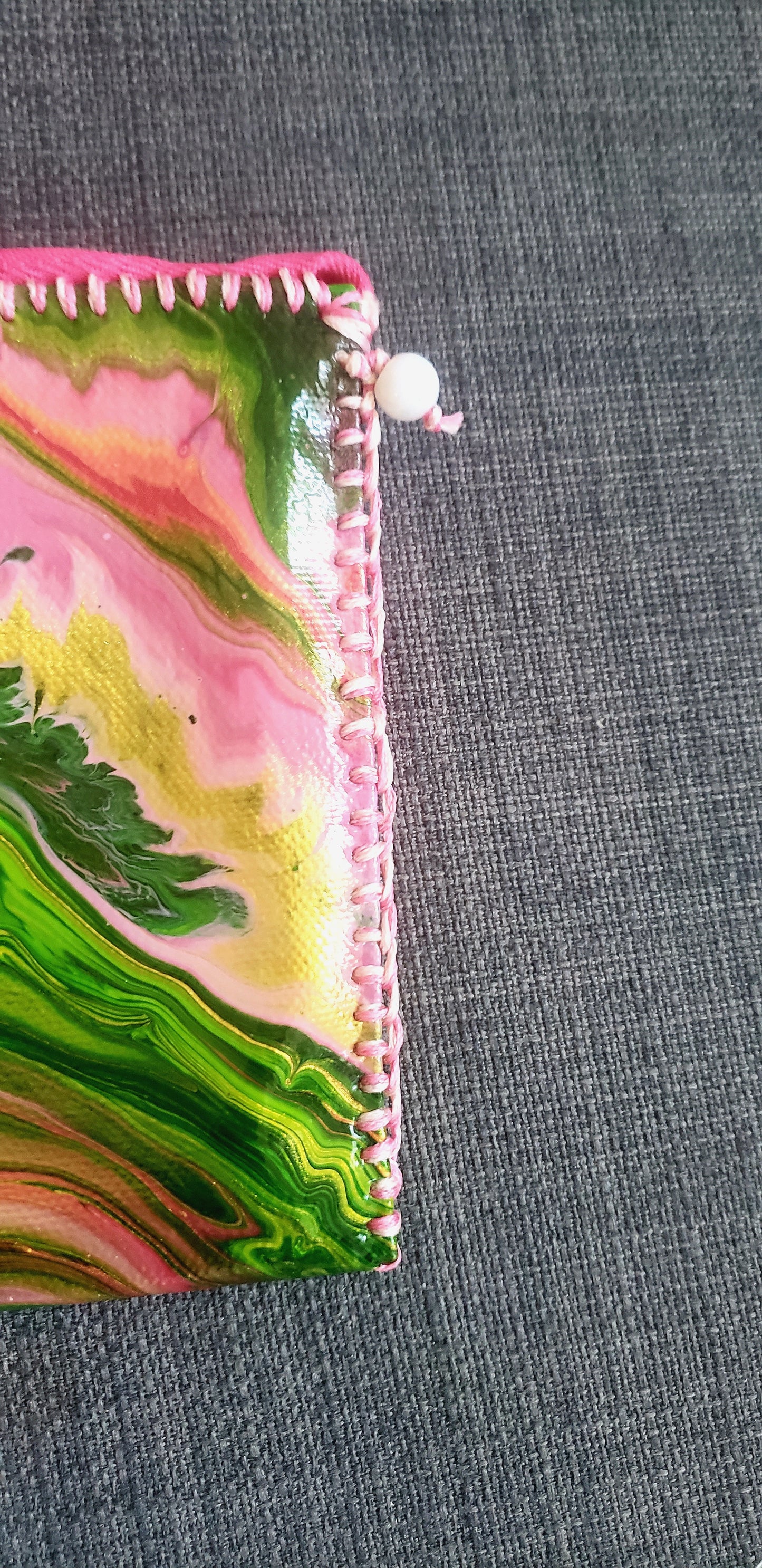 Lush Green and Pink Wristlet Clutch Purse